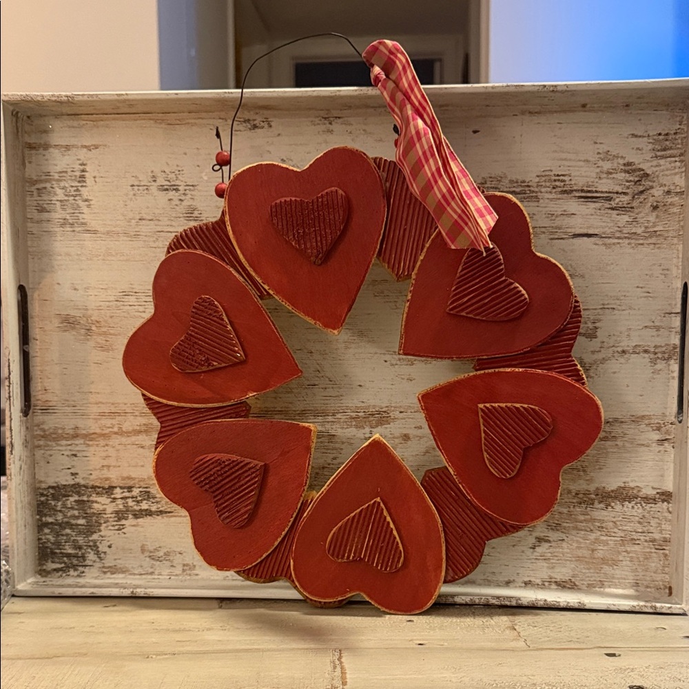 Red Heart Wreath for Home Holiday Decor